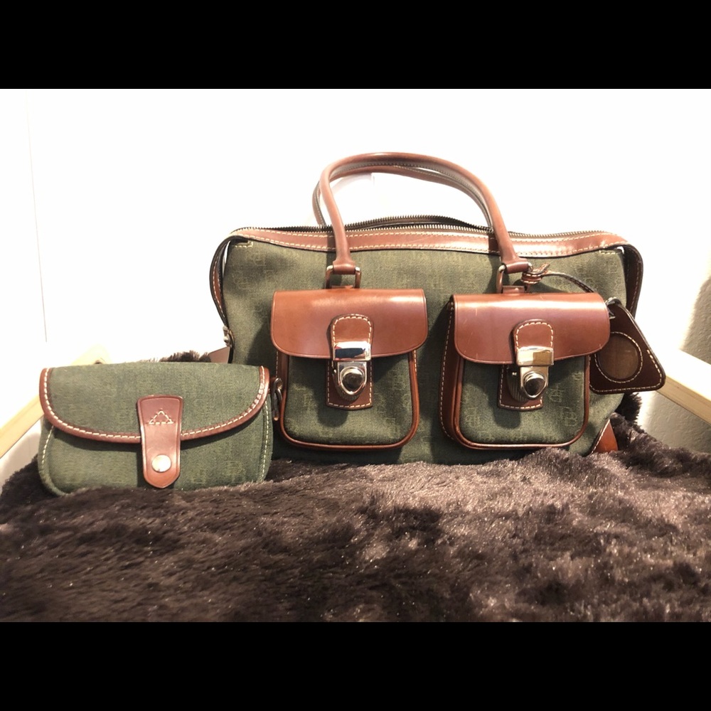 DB vintage 💚Hunter green/leather Double Pocket